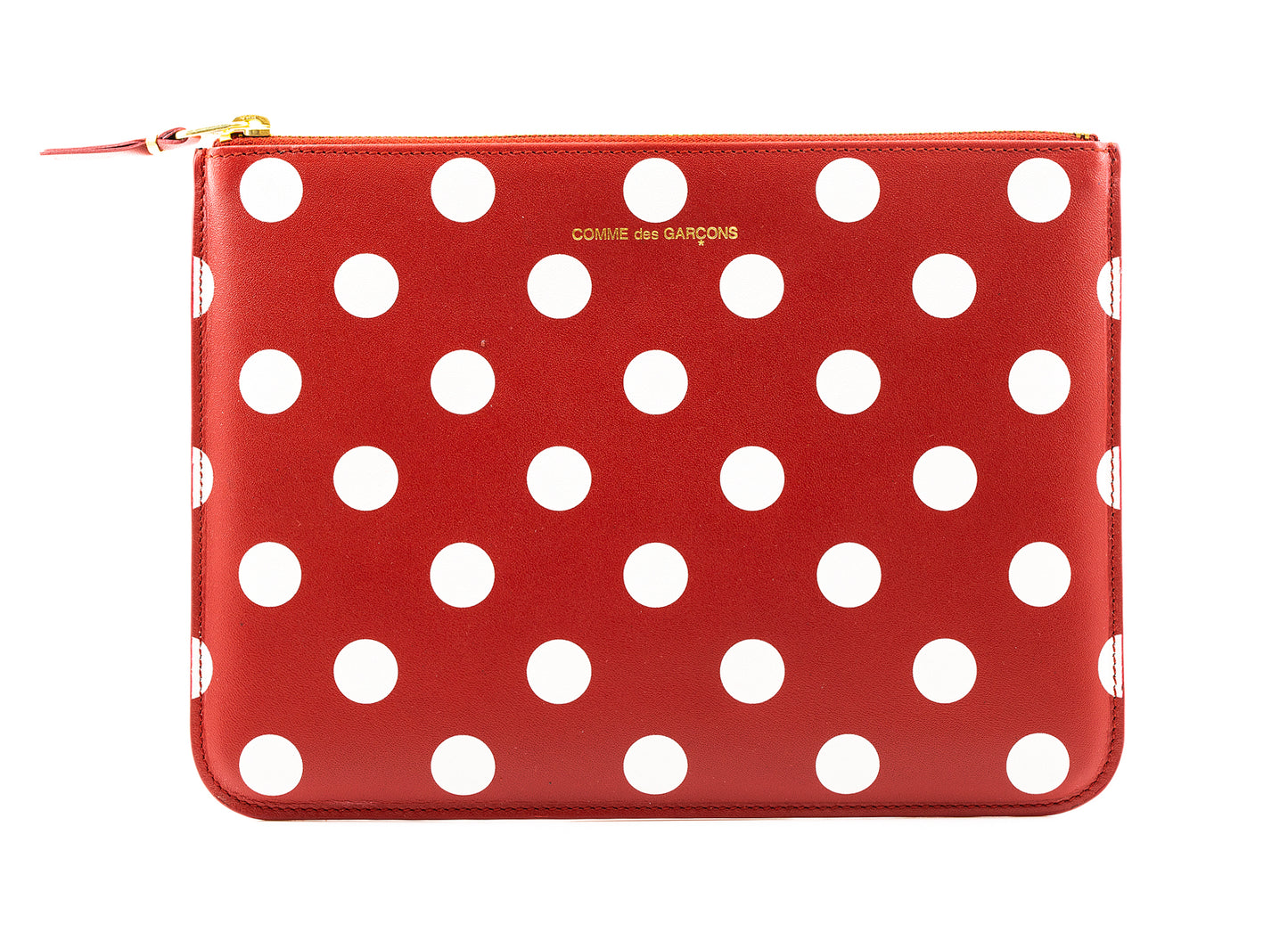 Comme des Garçons Polka Dots Printed Wallet in Red