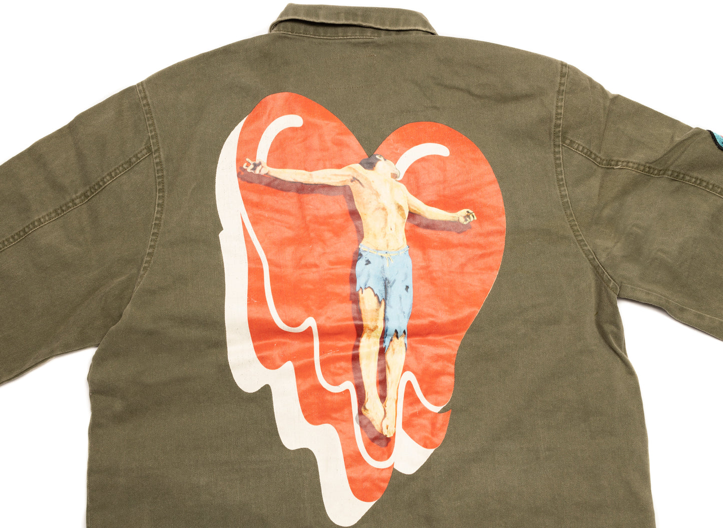 Emotionally Unavailable Cross Your Heart Jacket in Military Green - view 2