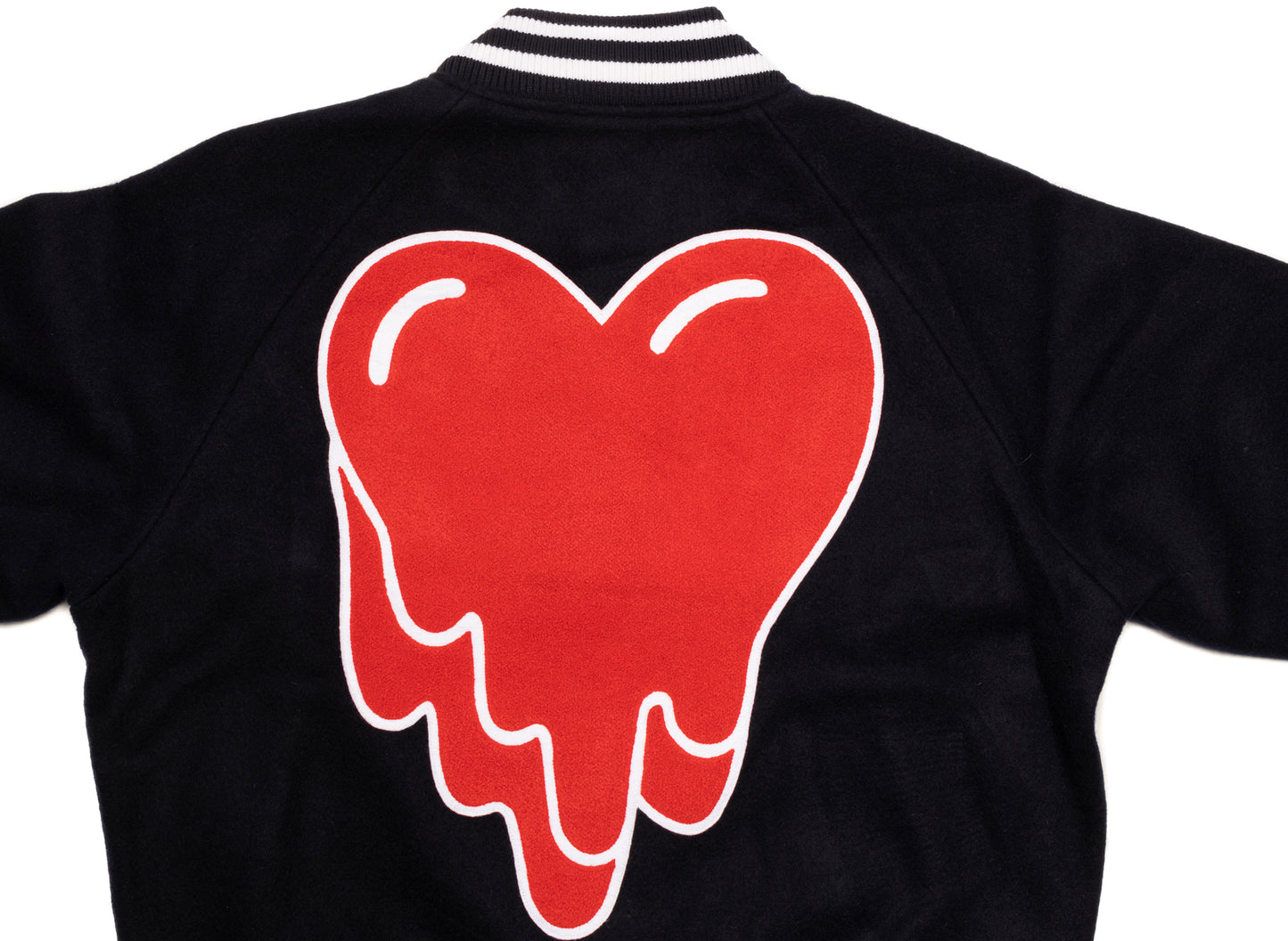 Emotionally Unavailable Melting Heart Varsity Jacket in Navy - view 2