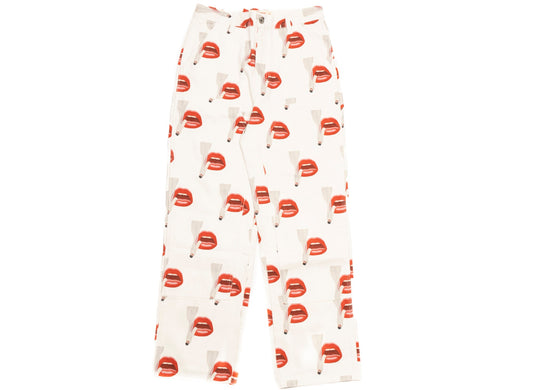 Emotionally Unavailable x Tom Wesselmann Smoking Lips Work Pants in White