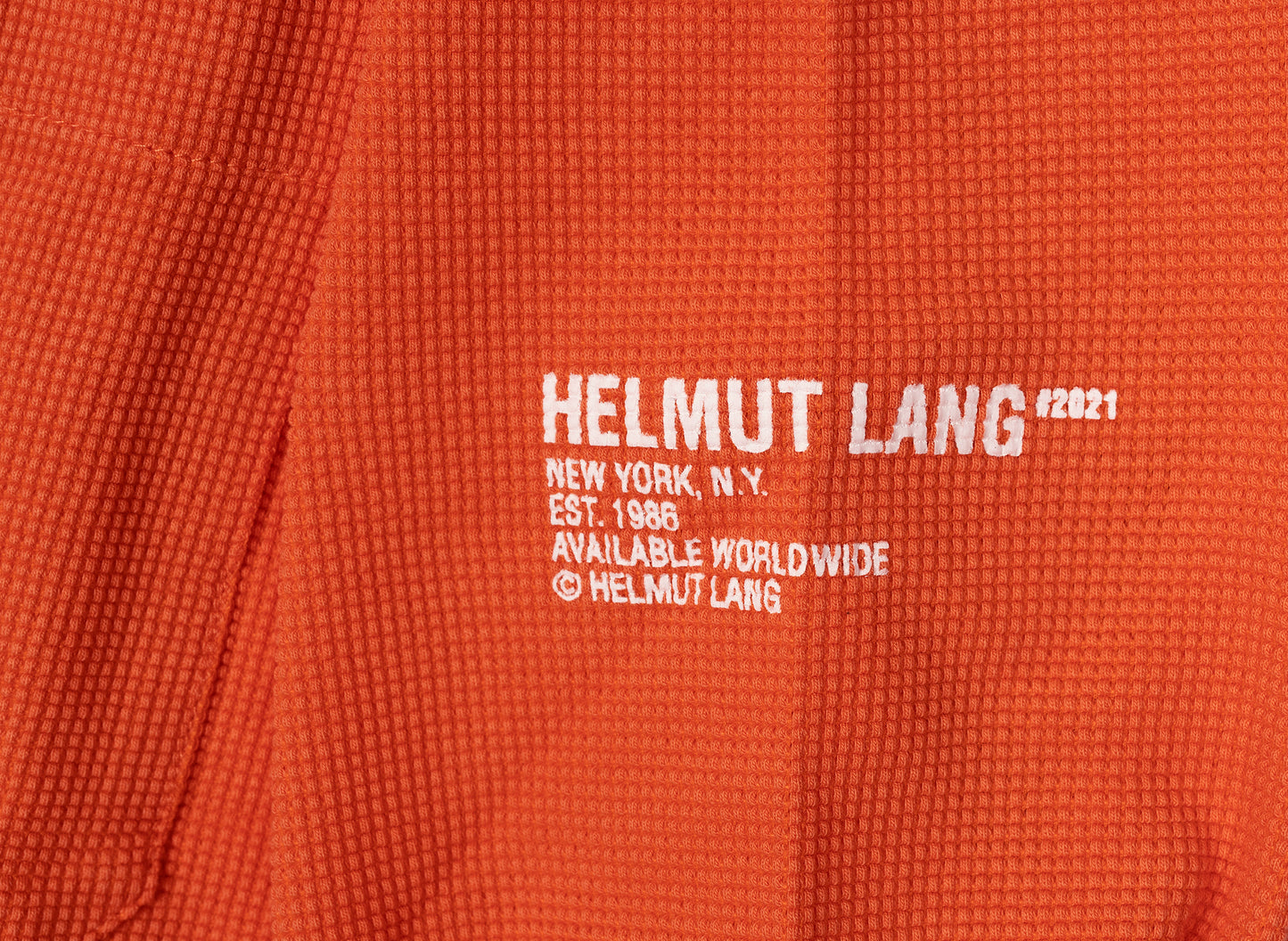 Helmut Lang Waffle Long Sleeve Tee in Industrial Orange