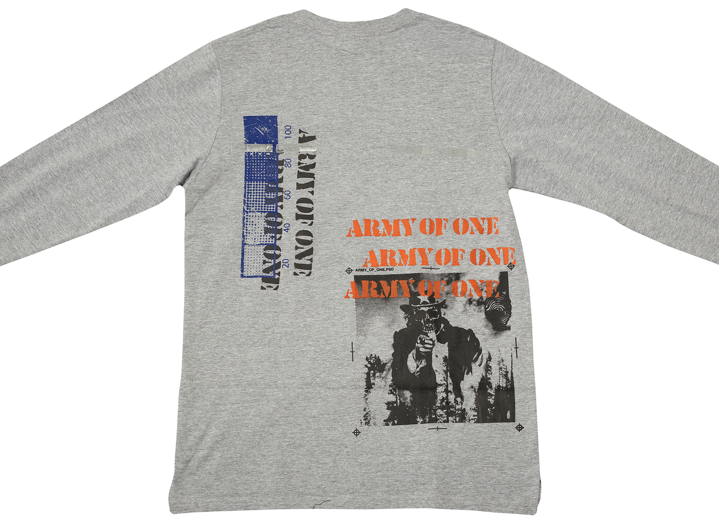 INDVLST Hand Printed Army of One Long Sleeve in Grey