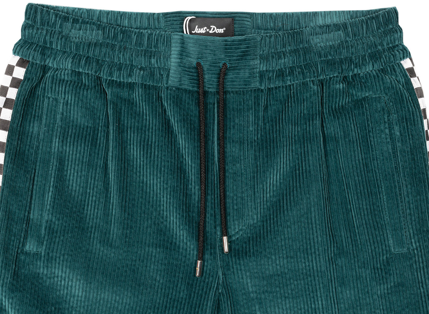 Just Don Corduroy Checkerboard Trousers in Teal / White / Black