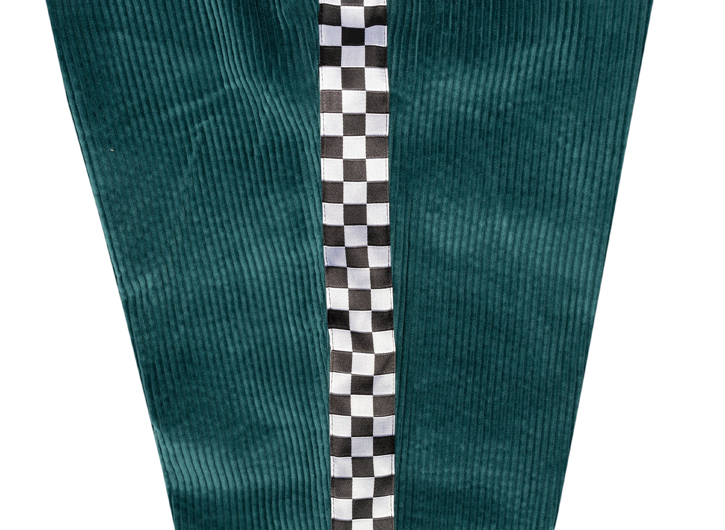 Just Don Corduroy Checkerboard Trousers in Teal / White / Black