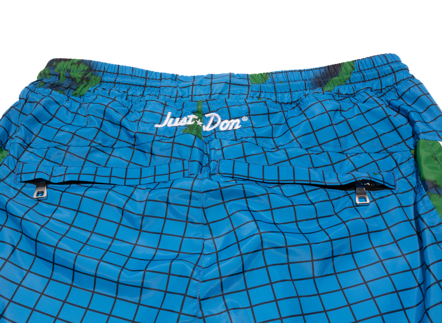 Just Don Polyester Globe Trousers in Green / Blue