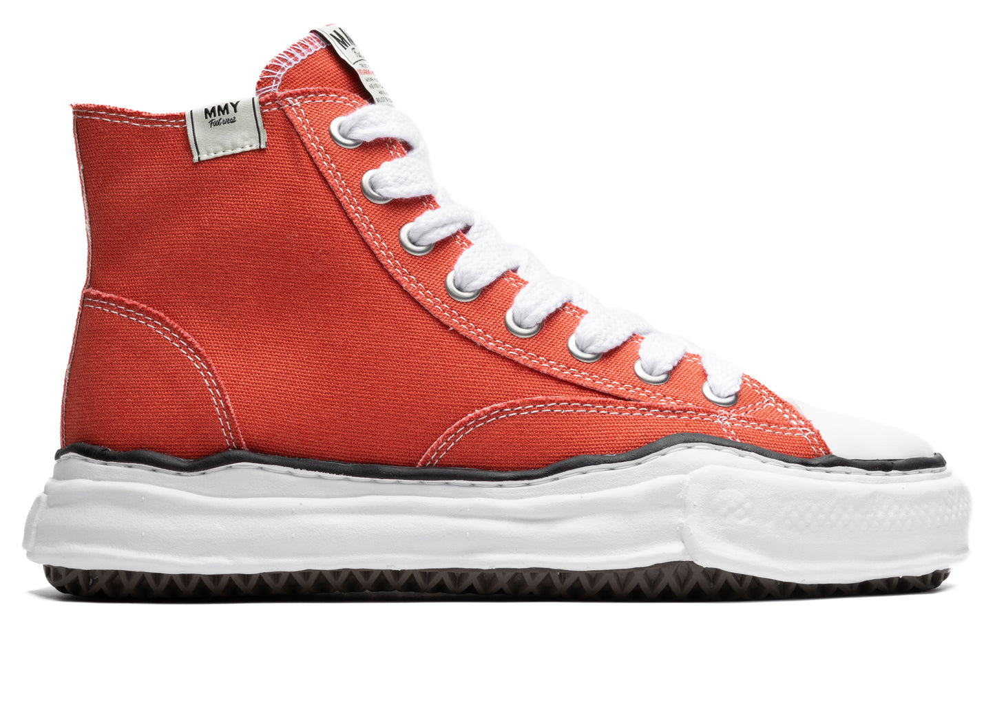 Maison Mihara Yasuhiro High Top Lace Up Sneaker in Orange