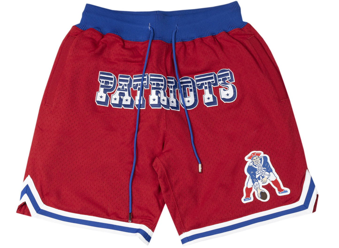 Mitchell & Ness x Just Don Championship Patriots Shorts in Varsity Red / Blue