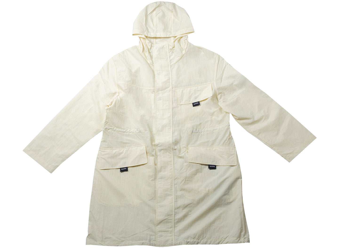 Napa by Martine Rose A-Lantic Hooded Coat in White / Vanilla