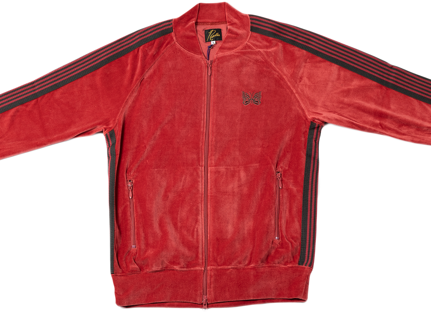 Needles Rib Collar Velour Track Jacket in Red