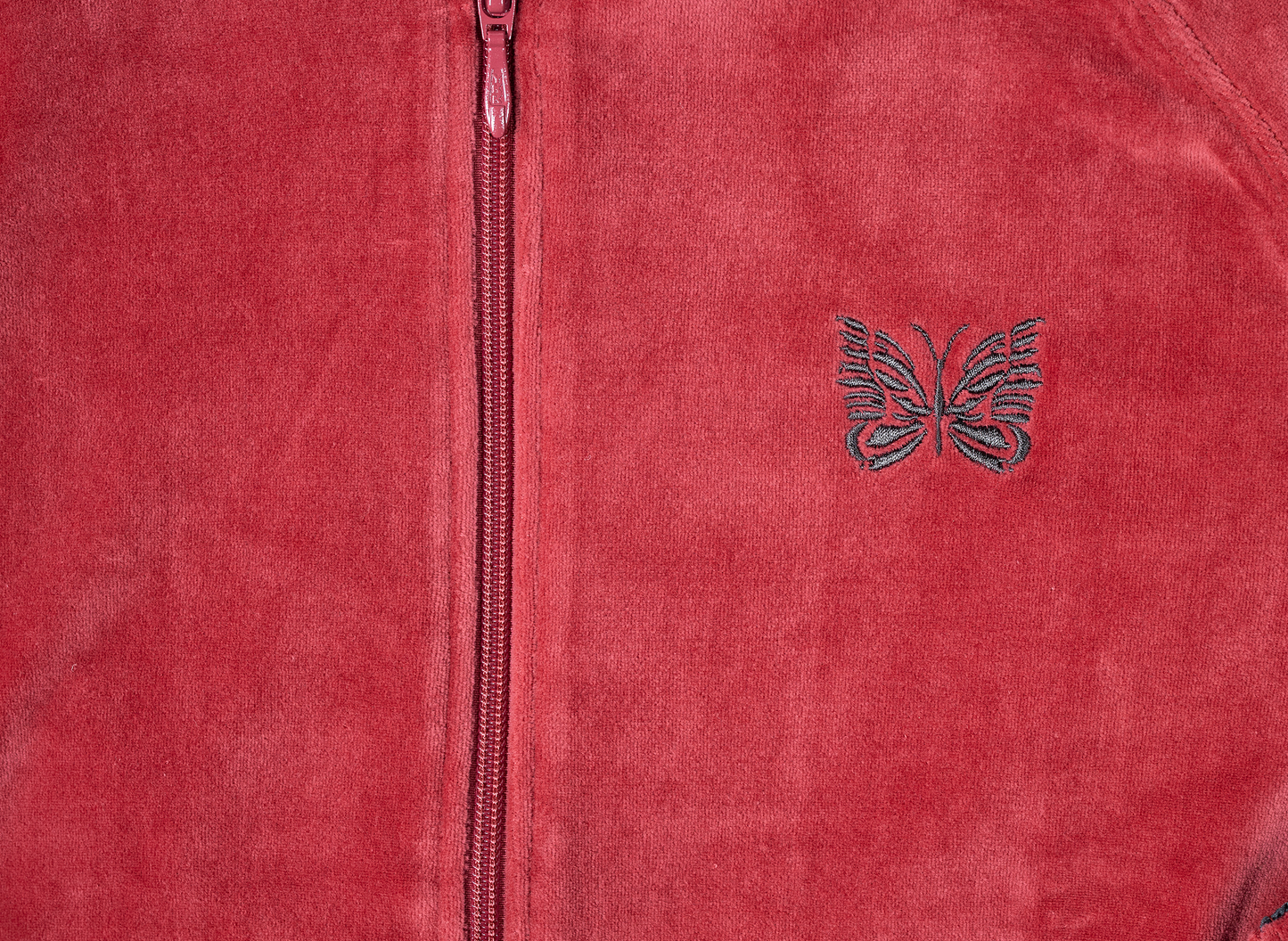 Needles Rib Collar Velour Track Jacket in Red