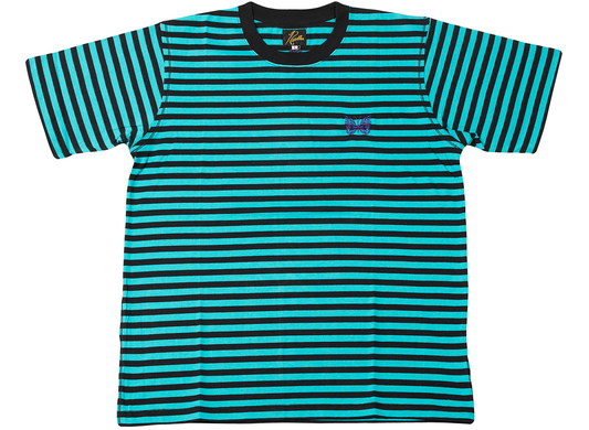 Needles S/S Papillon Embroidered Tee in Turquoise / Black
