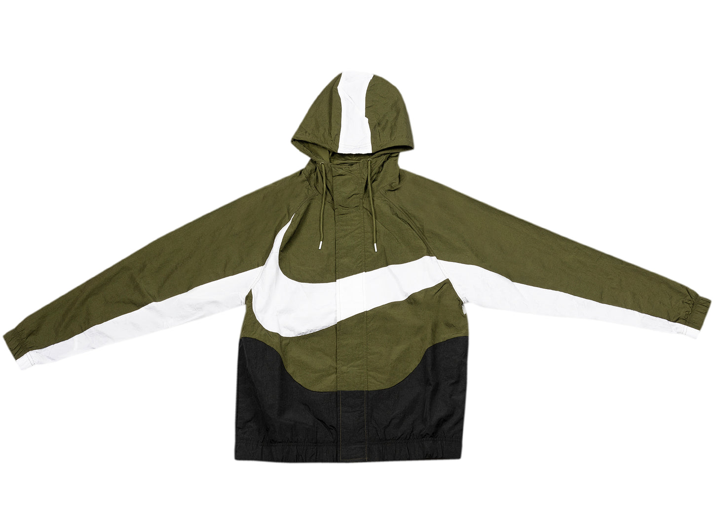 Nike Sportswear Swoosh Woven Jacket in Rough Green / Black / White