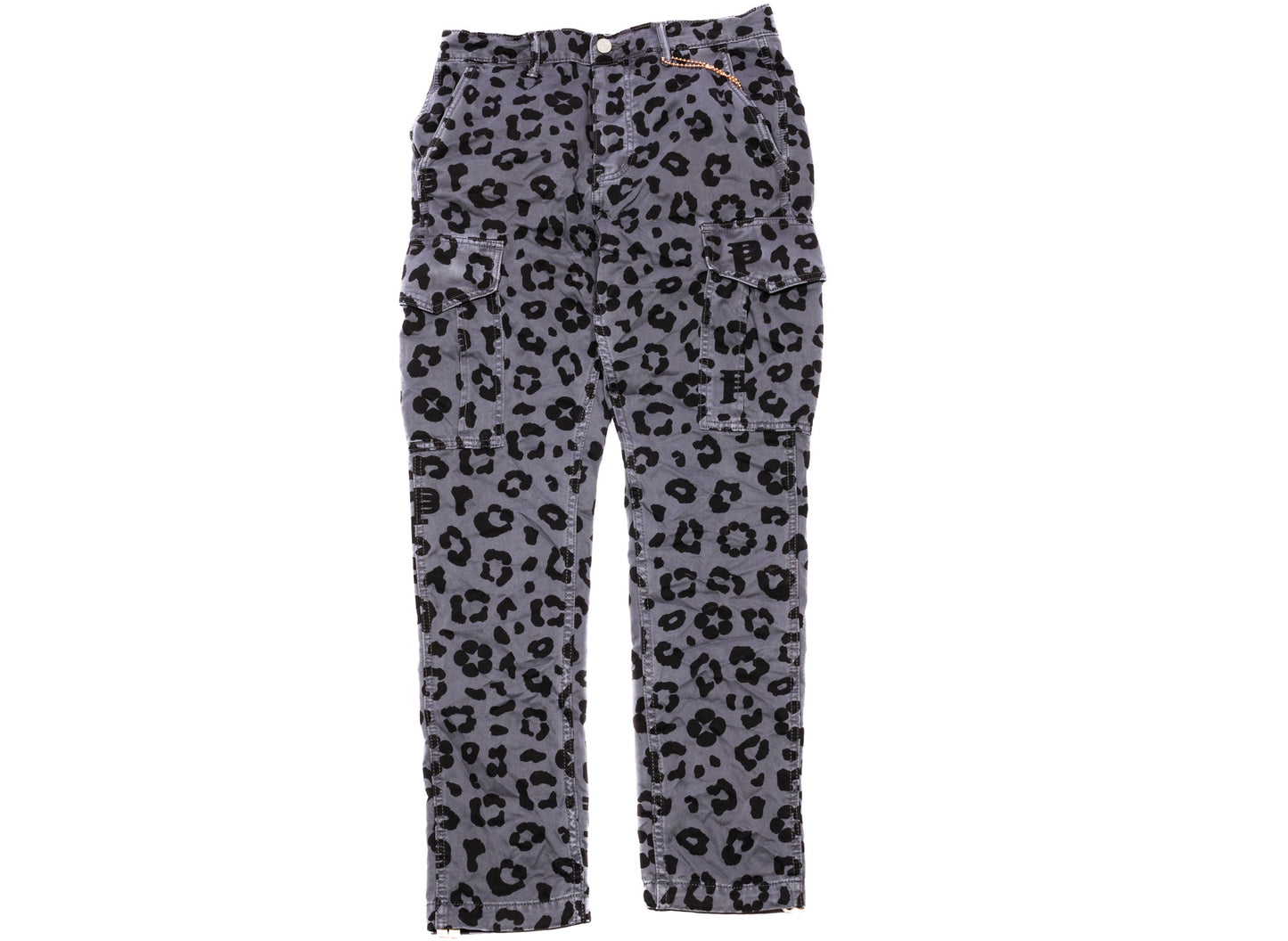Purple Brand Black Monogram Leopard Print Cargo Pants