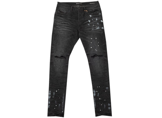 Purple Brand Black Resin Slit Knee Jeans