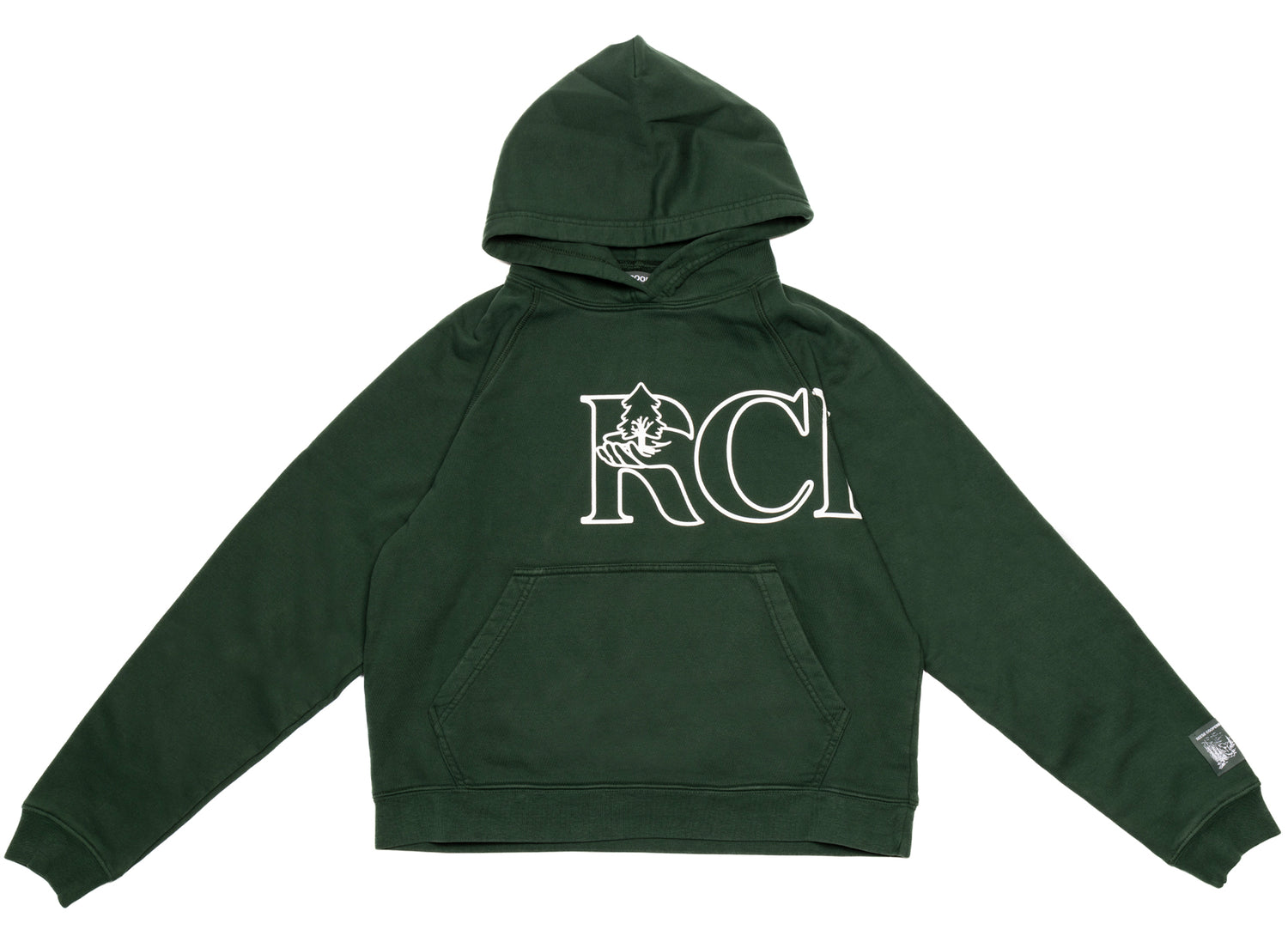 Reese Cooper Tree Script Hooded Sweatshirt in Forest Green