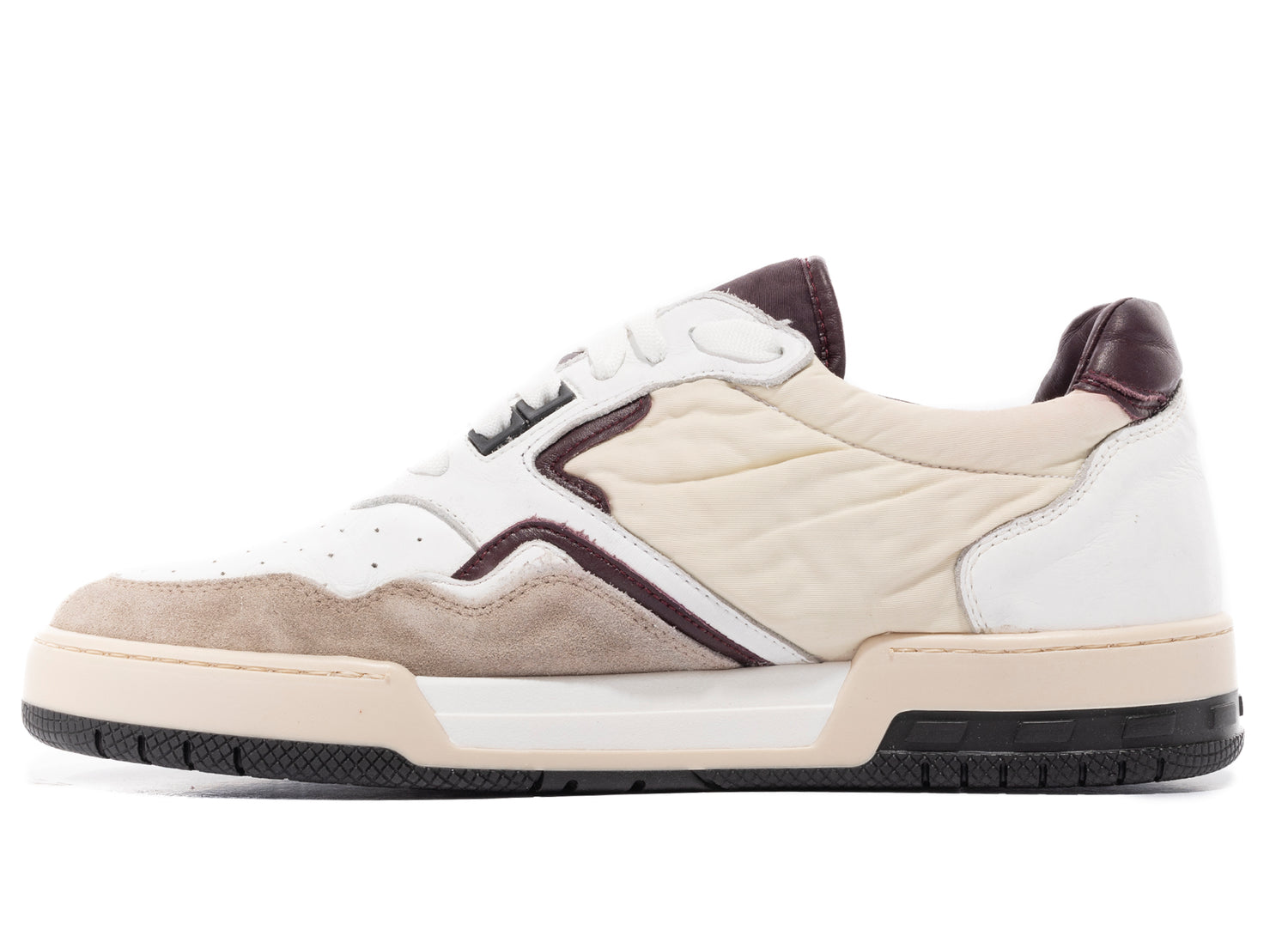 Rhude Racing Sneaker in White / Maroon / Beige - view 3