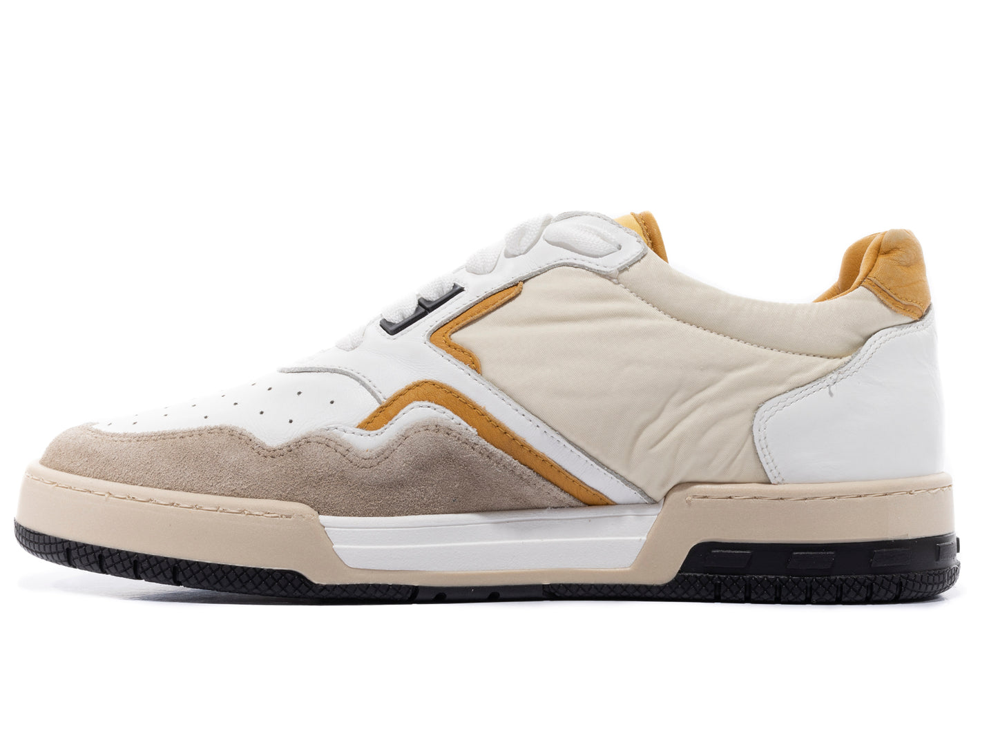 Rhude Racing Sneaker in White / Mustard / Beige - view 3