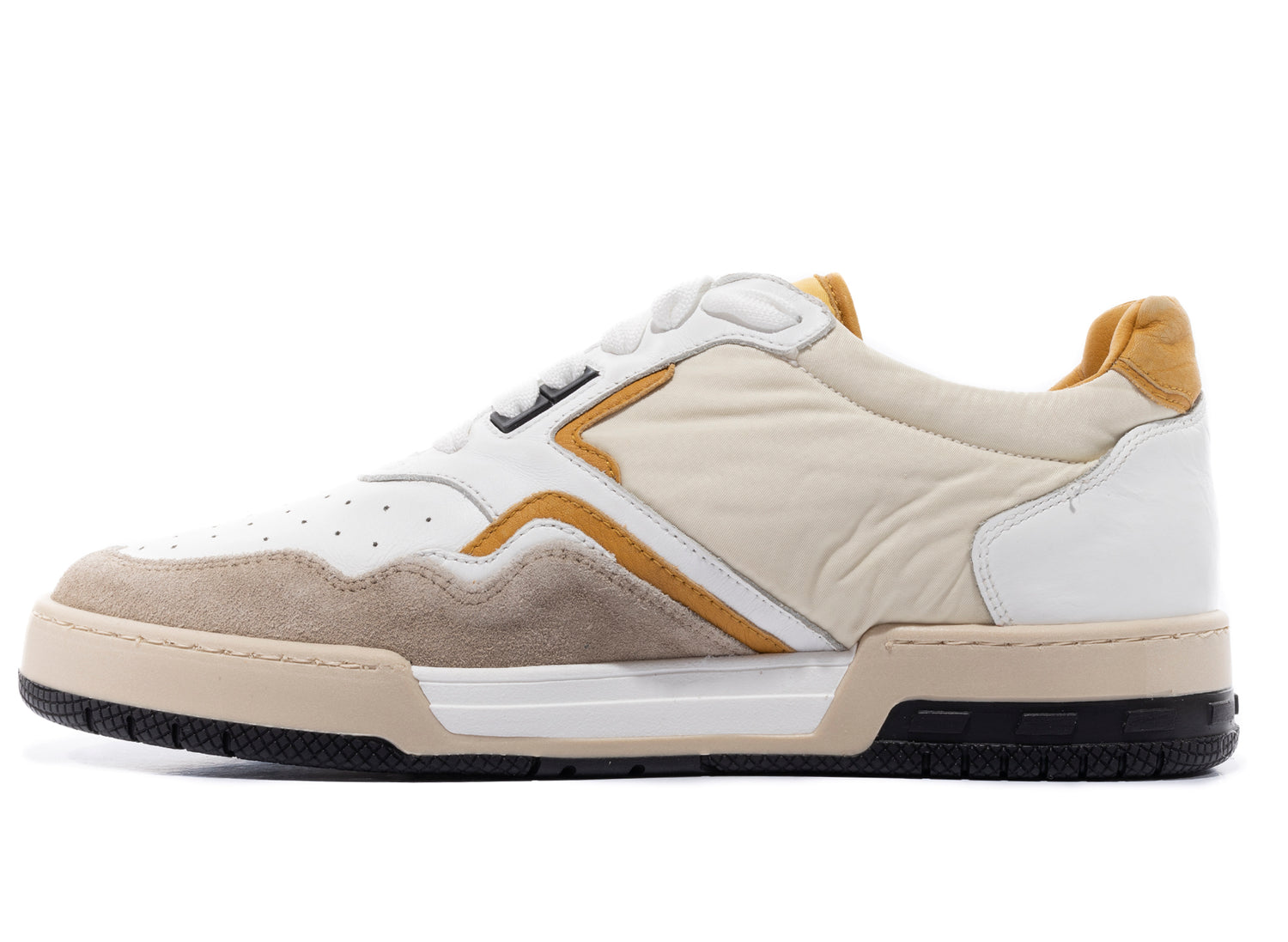 Rhude Racing Sneaker in White / Mustard / Beige - view 3