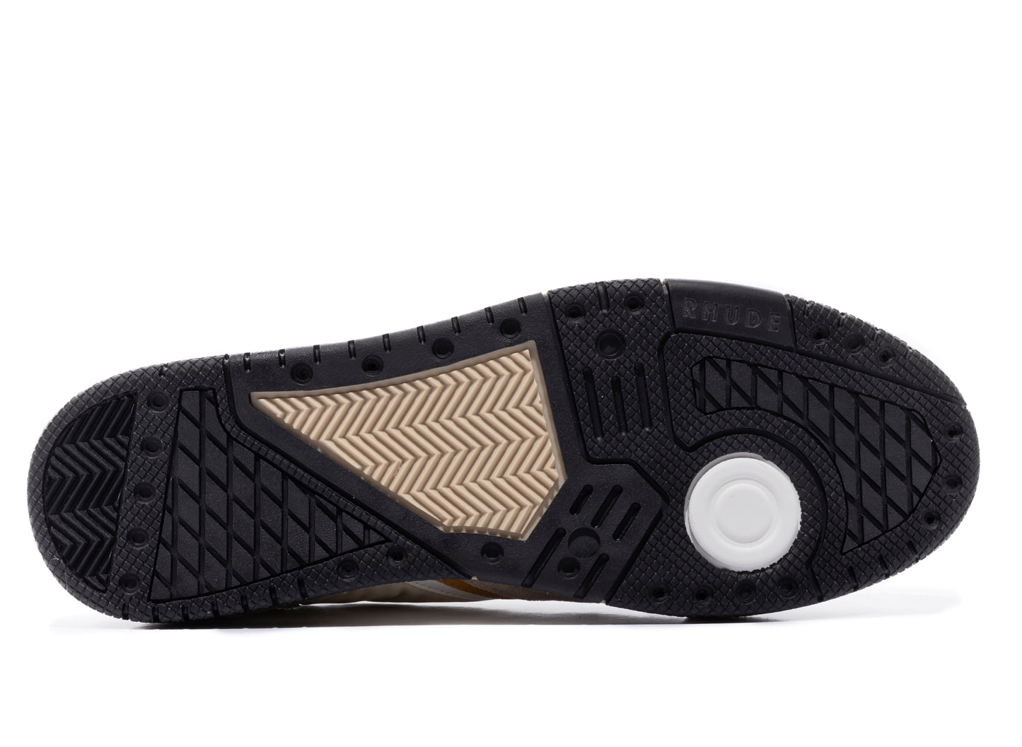 Rhude Racing Sneaker in White / Mustard / Beige - view 5
