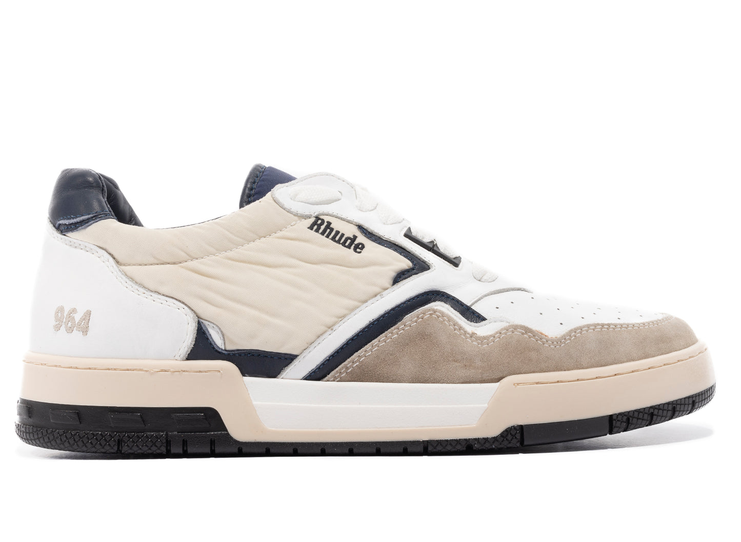 Rhude Racing Sneaker in White / Navy / Beige