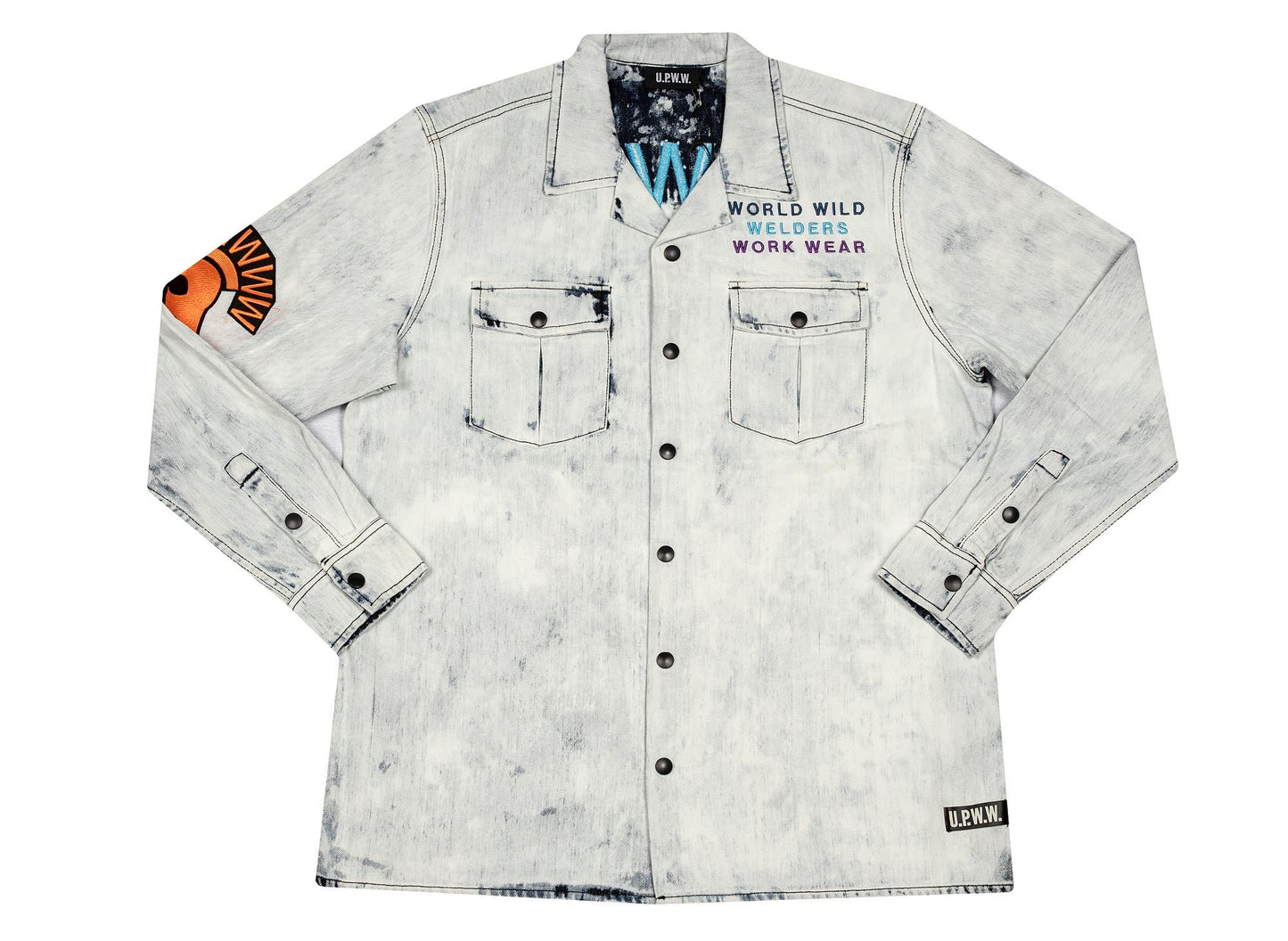 U.P.W.W. Bleached Denim Work Shirt in Blue