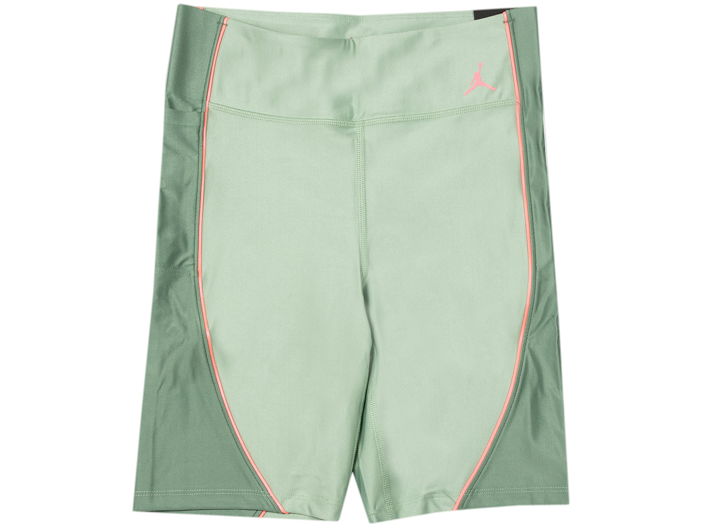 Women's Jordan Essentials Bike Shorts in Steam / Dutch Green / Sunset Pulse