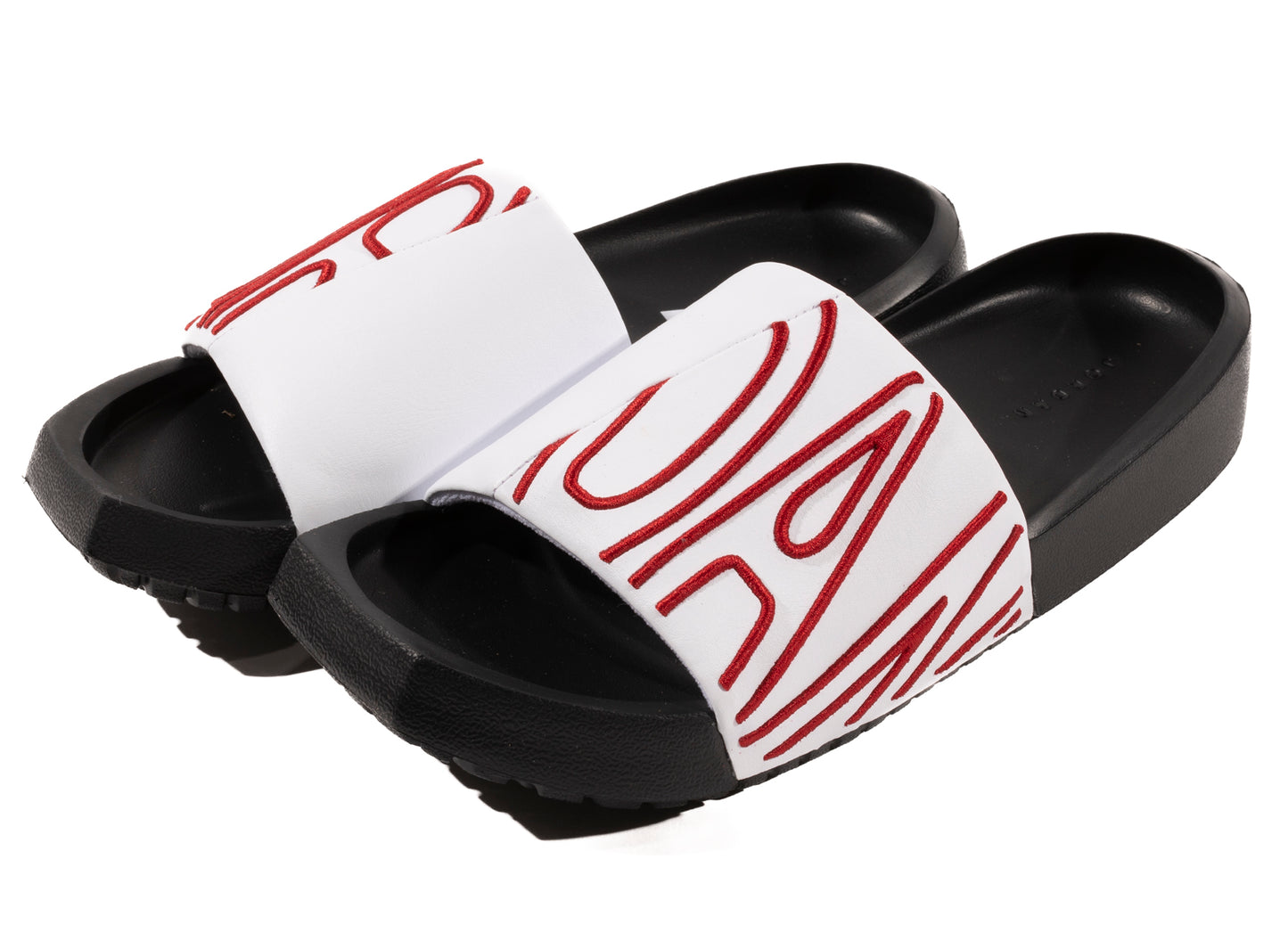 Women's Jordan Nola Slides in White / Gym Red / Black