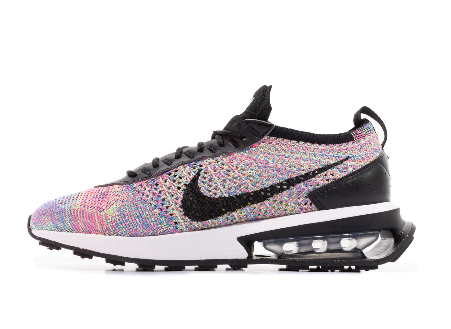 Women's Nike Air Max Flyknit Racer in Ghost Green / Black / Pink Blast / Photo Blue - view 3