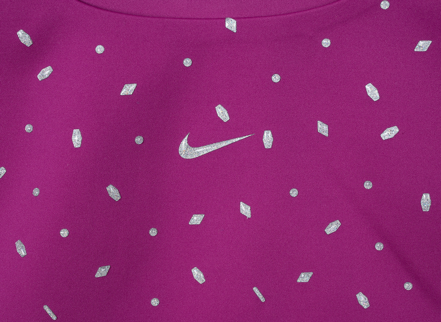 Women's Nike BTQ Gems Crop Top in Cactus Flower / Metallic Silver