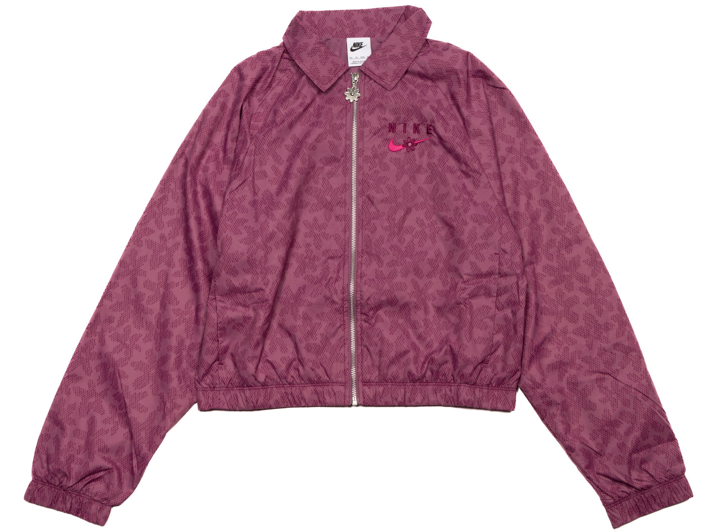 Women's Nike Sportswear Printed Woven Jacket in Light Bordeaux / Sangria