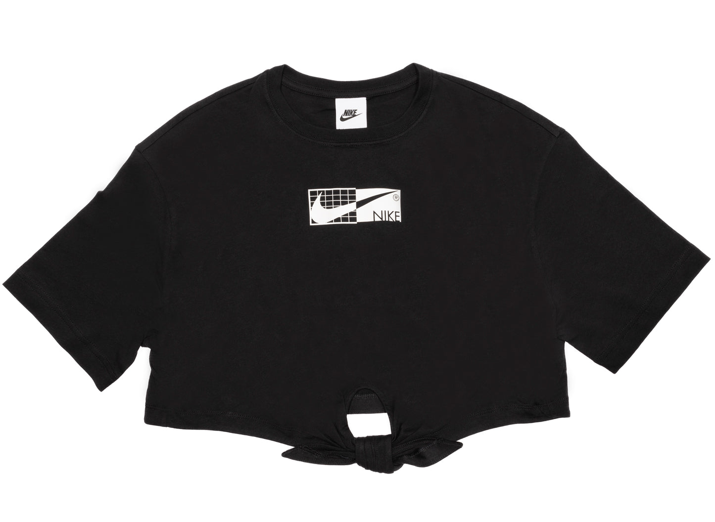 Women's Nike Sportswear S/S Tech Tie Top in Black / White