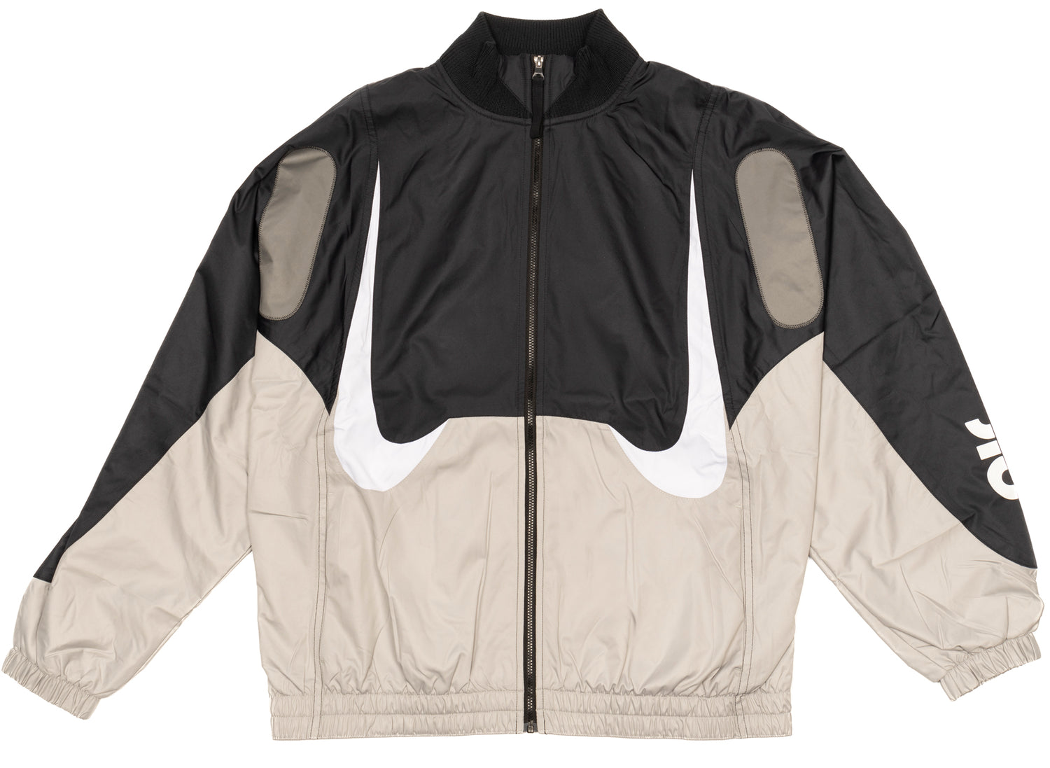 Women's Nike Sportswear Woven Jacket in Black / Light Iron Ore / Flat Pewter / White