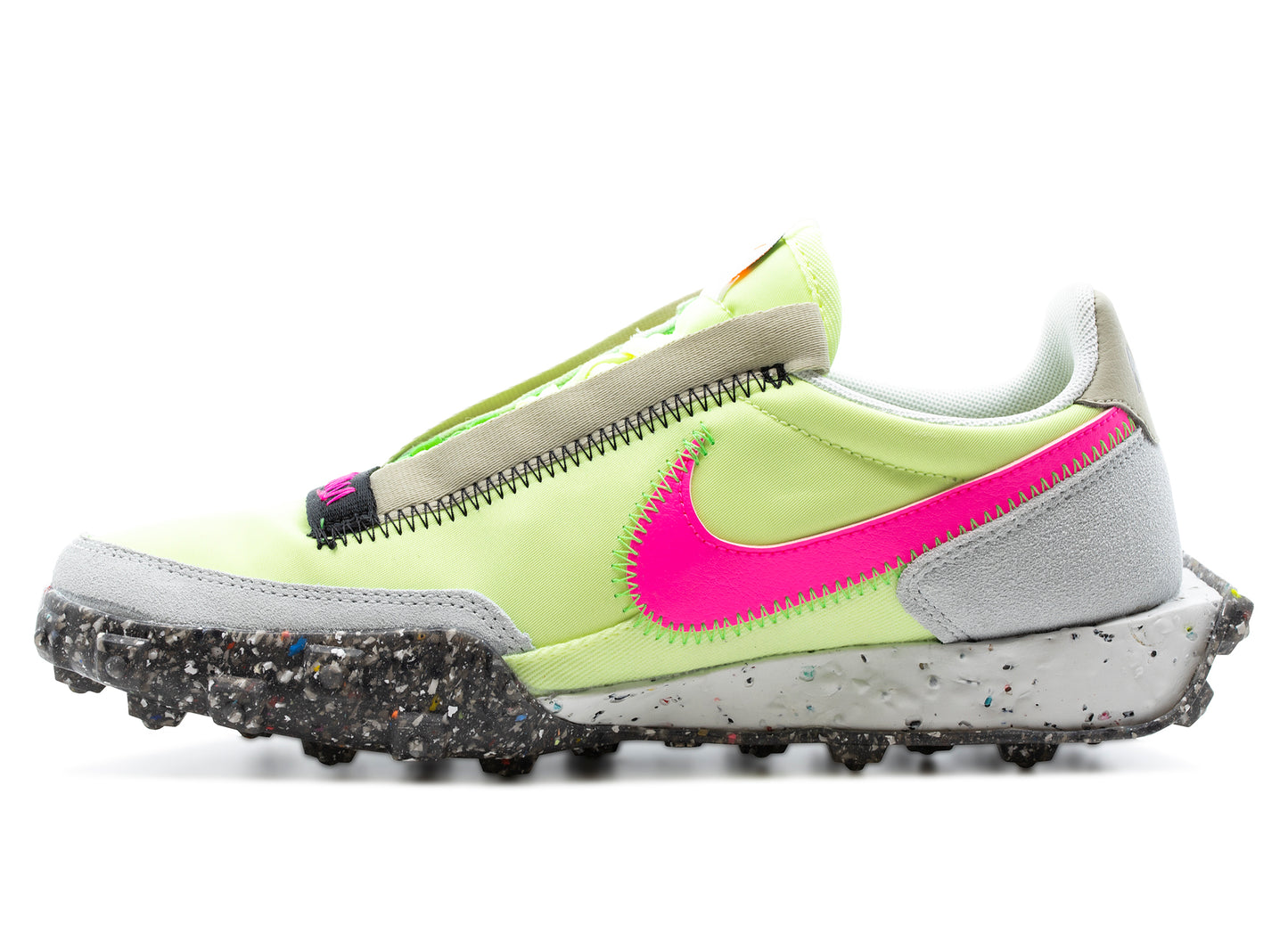 Women's Nike Waffle Racer Crater in Barely Volt / Pink Blast